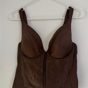 Curvation Brown Corset Bustier Bra Top Adjustable Straps 38 C